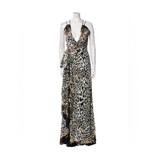 Roberto Cavalli silk animal print gown
